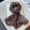 Gradient Blue Cotton-Linen Scarf: Retro Versatile Print, Long Pleated Women's Accessory for Autumn/Winter