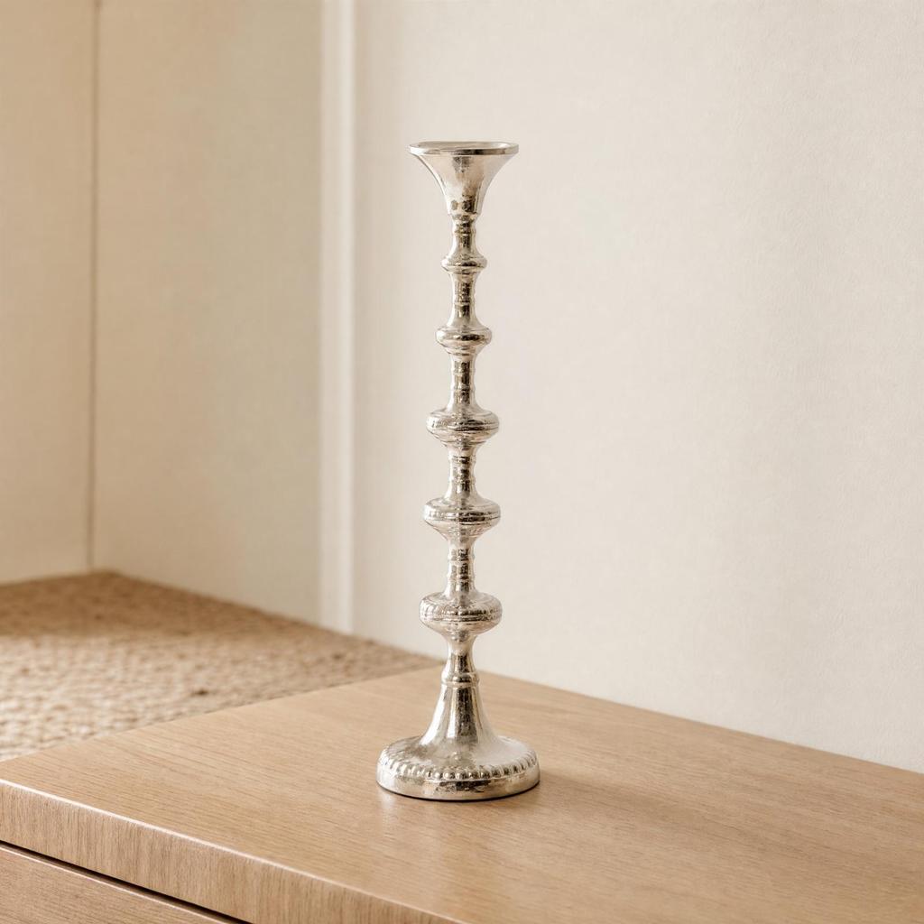 Metal Candle Holder Burnished Finish for Dining Table Centerpiece