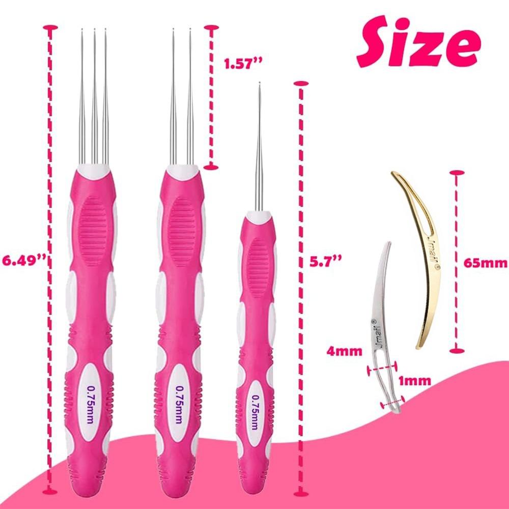 6Pcs/Set Durable Hook Needle Hair Extension Wig Making Kit Micro Hook  for Hair Braid Making