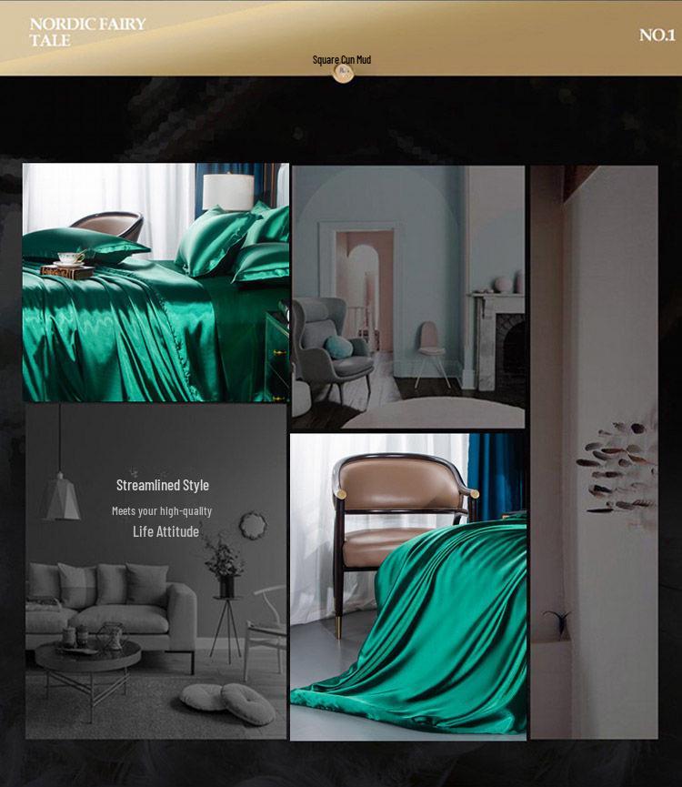 Double-Sided Ice Silk Bed Sheet & Quilt Cover Set