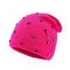 Warm Winter Hat Colored Rhinestone Knitted Pullover Cap Casual Ear Protection Hat  Outdoor Sports