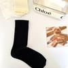 Xiaohongshu Women's Postpartum Loose-Mouth Cotton Socks - Black & White, Thin, Boneless, Pile Style for Spring & Summer.