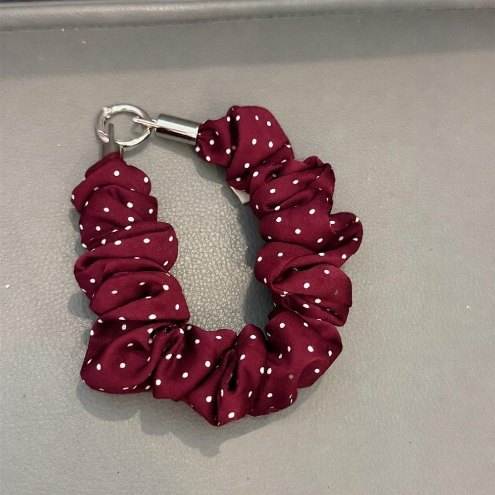 2-in-1 Scrunchie Phone Wrist Strap Polka Dot Keychain Bag Pendant Daily Carry
