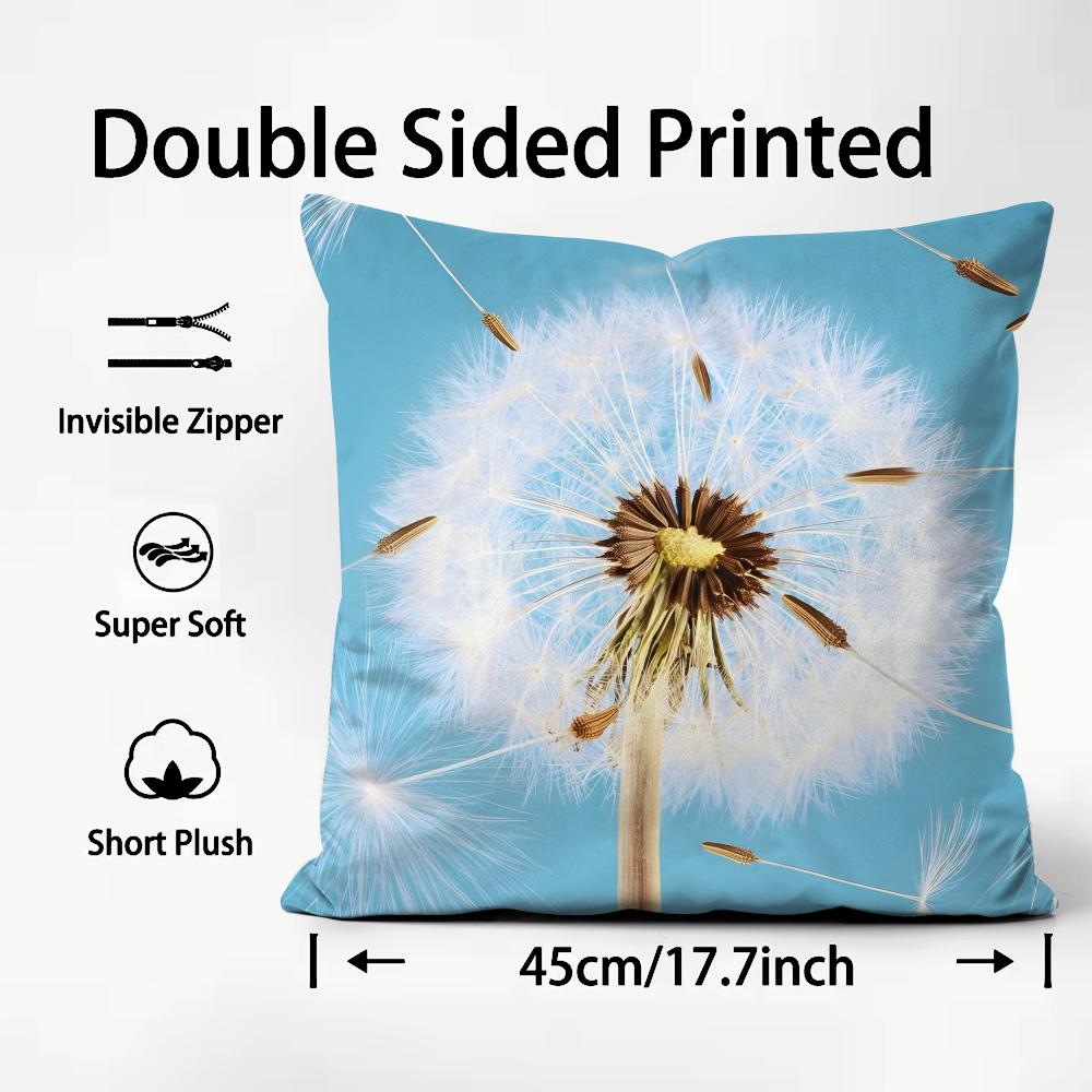 Dandelion Fashion Cushion Cover Plush Fabric Soft DoubleSided Printed Sofa Warm Winter Home Child Gift Pillow Case