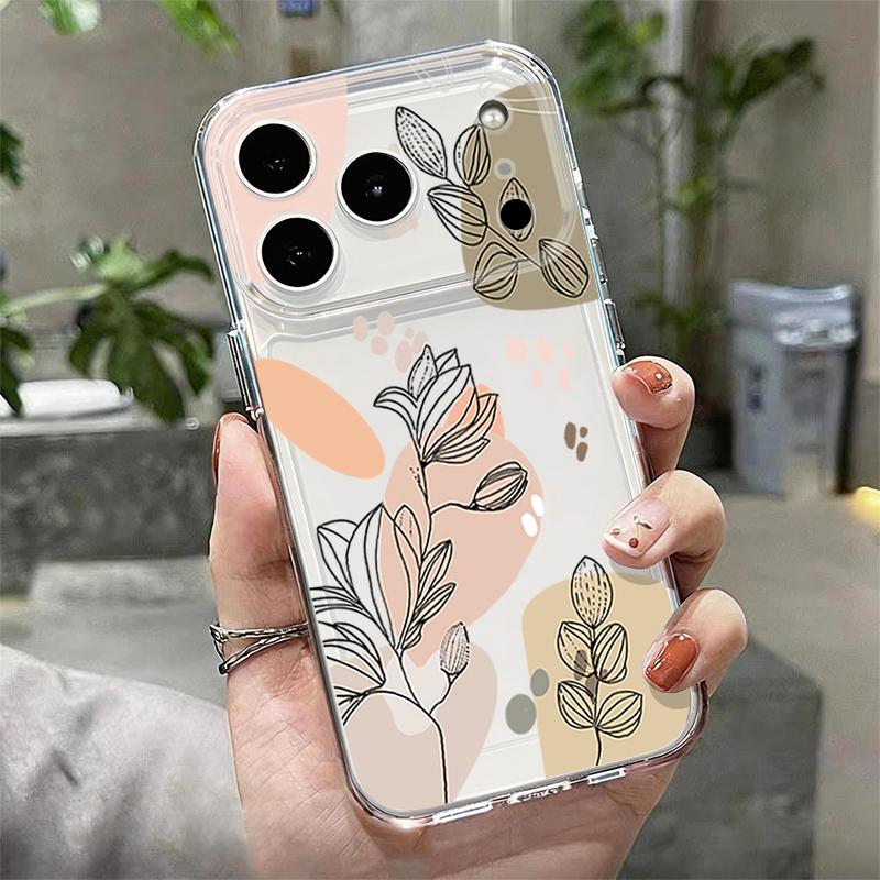 Shockproof TPU Case For iPhone 17 16 Pro 15 14 13 12 Pro Max 11 Transparent Soft Silicone Cartoon Flower Printed Phone Cover