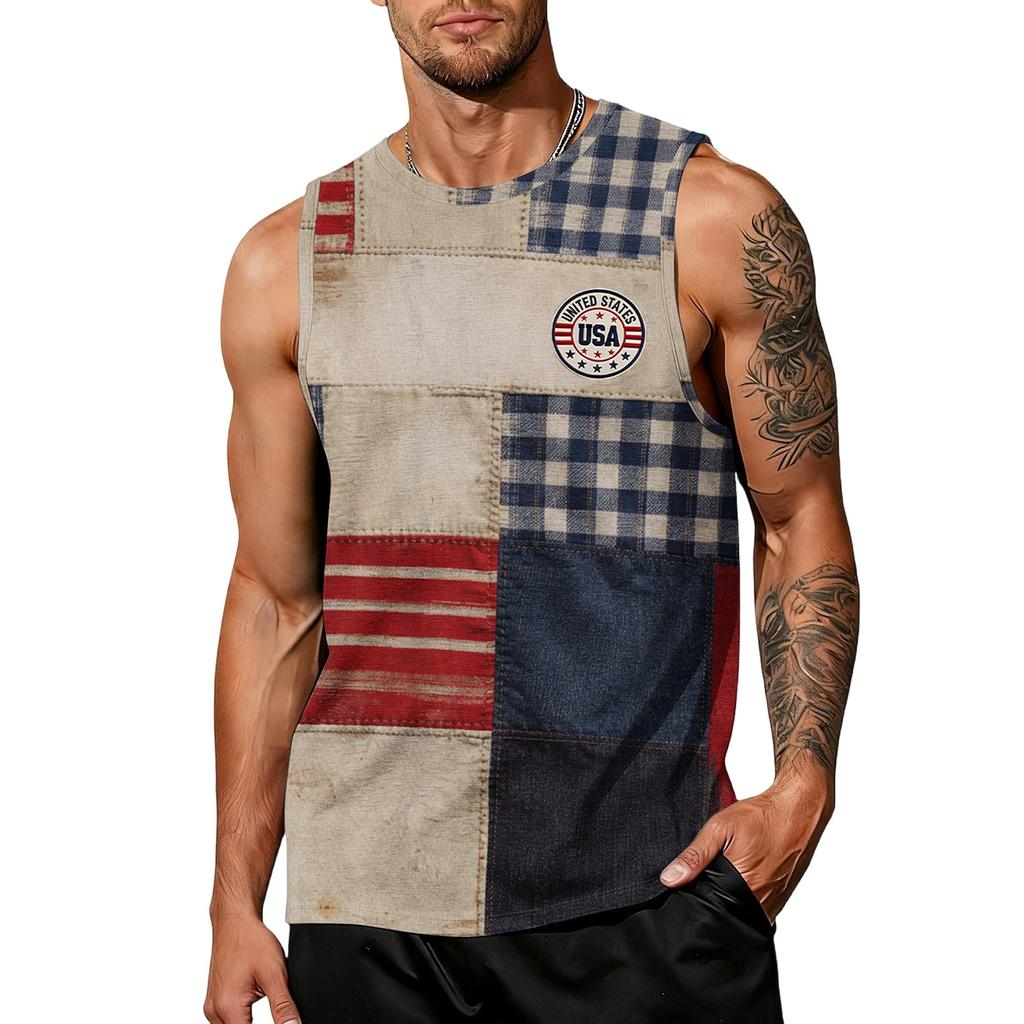 Men 4th Of Shirts USA Muscle Sleeveless Shirt Patriotic Tank Tops