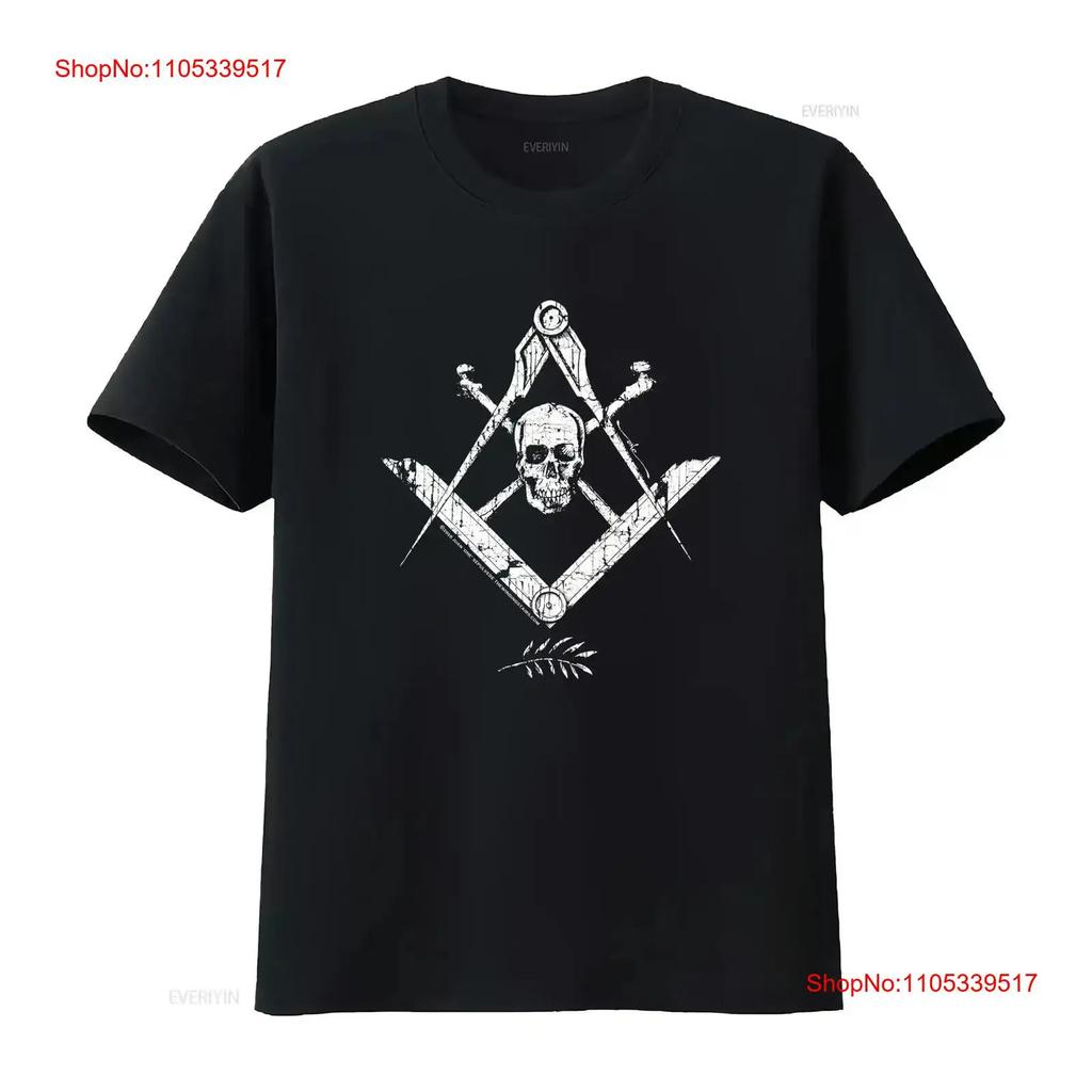 LIMITED Mens Memento Mori Freemason Skull and Bones Masonic T Shirt vintage Washed Casual For E