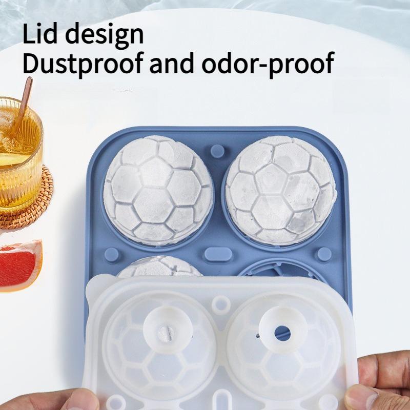 Large Ice Cube Tray Round Ice Molds Soccer Ball & Basketball Shapes Easy Release Silicone Molds Suitable for Whiskey Drinks