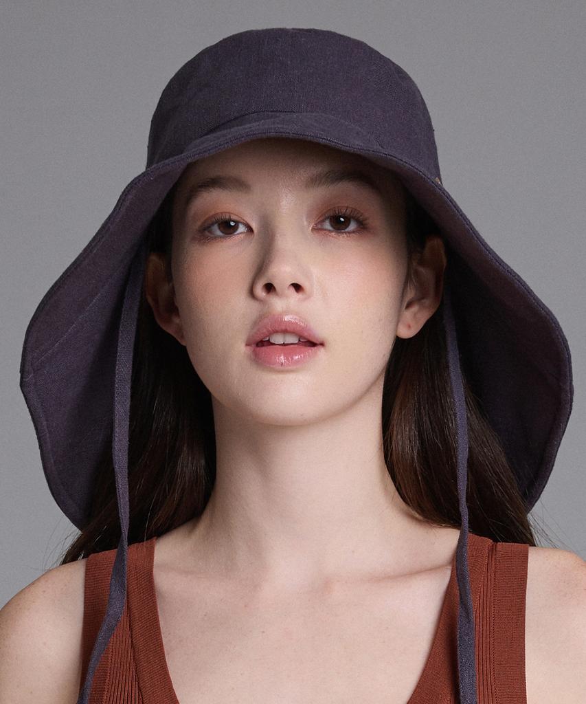 Hwaiteusaenjeu Linen Asymmetrical Floppy Hat Rosla (4 Colors)
