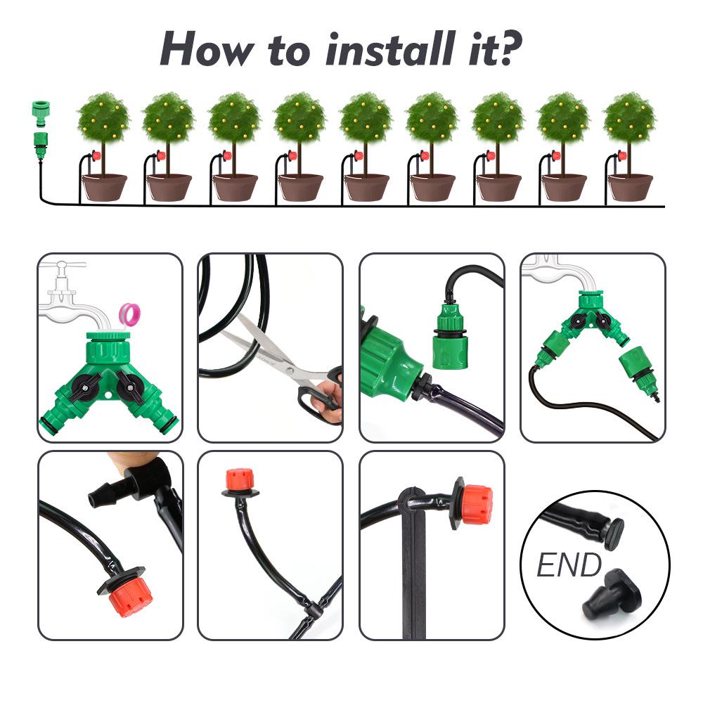 30m DIY Automatisches Tropfbewässerungsset für Balkon und Blumentöpfe