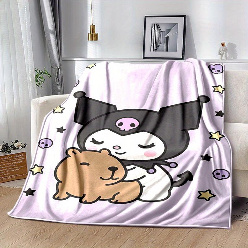 1pc, Sanrio Cute Kawaii Character Home Decor Flannel Blanket, Perfect Gift for Bedroom, Living Room, Travel, Camping, Car, Beach, Office Nap. Ideal as
