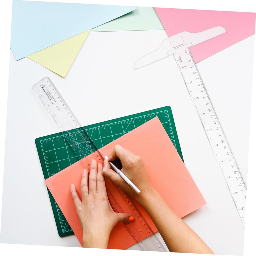 SAFIGLE 12-inch T-Square Ruler with Dual Scale, Plastic Drafting Ruler, Precision Measuring Tool for Architects, Students, and Engineers