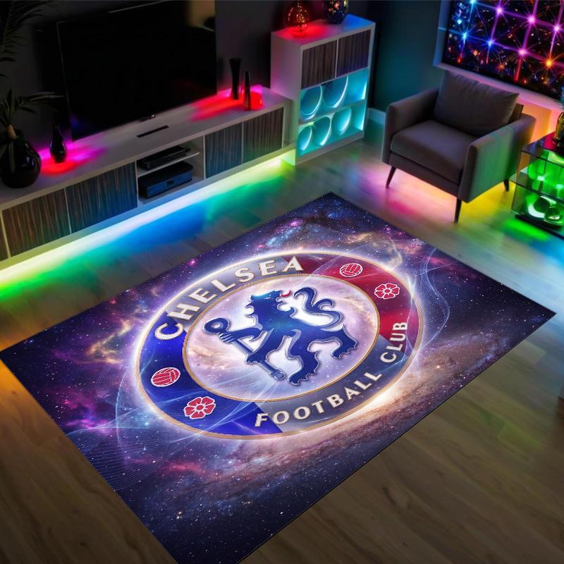Tappeto in Velluto di Cristallo Design Chelsea FC Accogliente Non?Tappeto Stampato Antiscivolo per Camera da Letto Soggiorno Ingresso