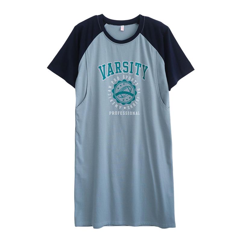 

Summer Maternity & Nursing Dress: Short Sleeve Cotton Nightgown for Postpartum Moms XXL