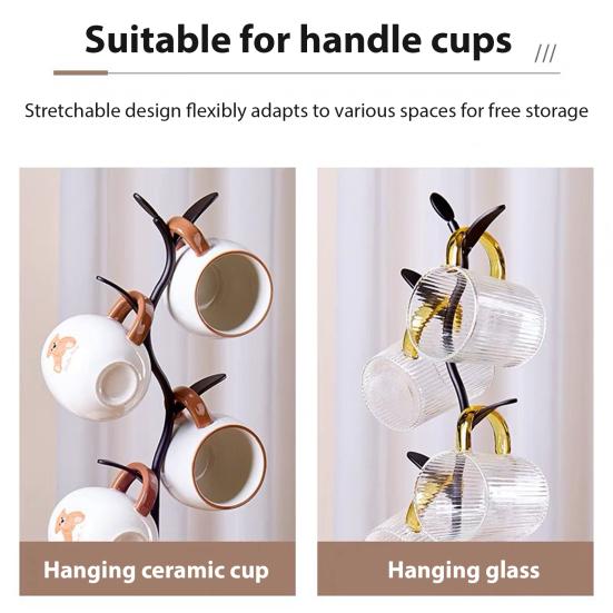 Bambusový držák na hrnky ve tvaru stromu, úložná police na hrnky, kreativní roztahovací držák na klíče, organizér do domácnosti, kuchyně, vstupní chodby