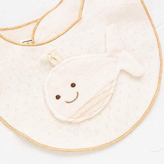 Pompkins BABY Organic Cotton Mini Made In Japan Y-1329 100% [Whale Series] Bib, (Natural)