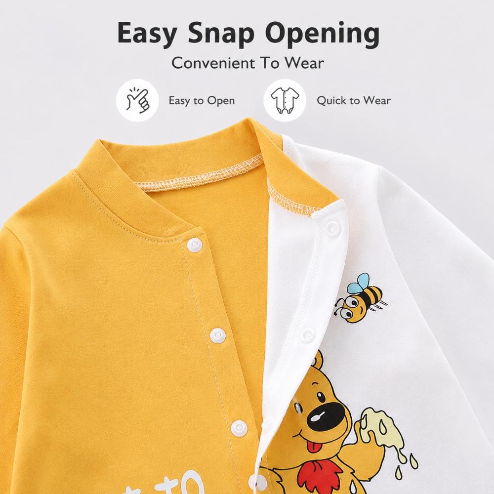 Body de Algodón Peinado para Bebé Manga Larga Mono Infantil Pelele de Animal Unisex Ropa Interior Térmica Cierre con Corchetes Suave Onesie para Recién Nacido Invierno Conjunto Cálido