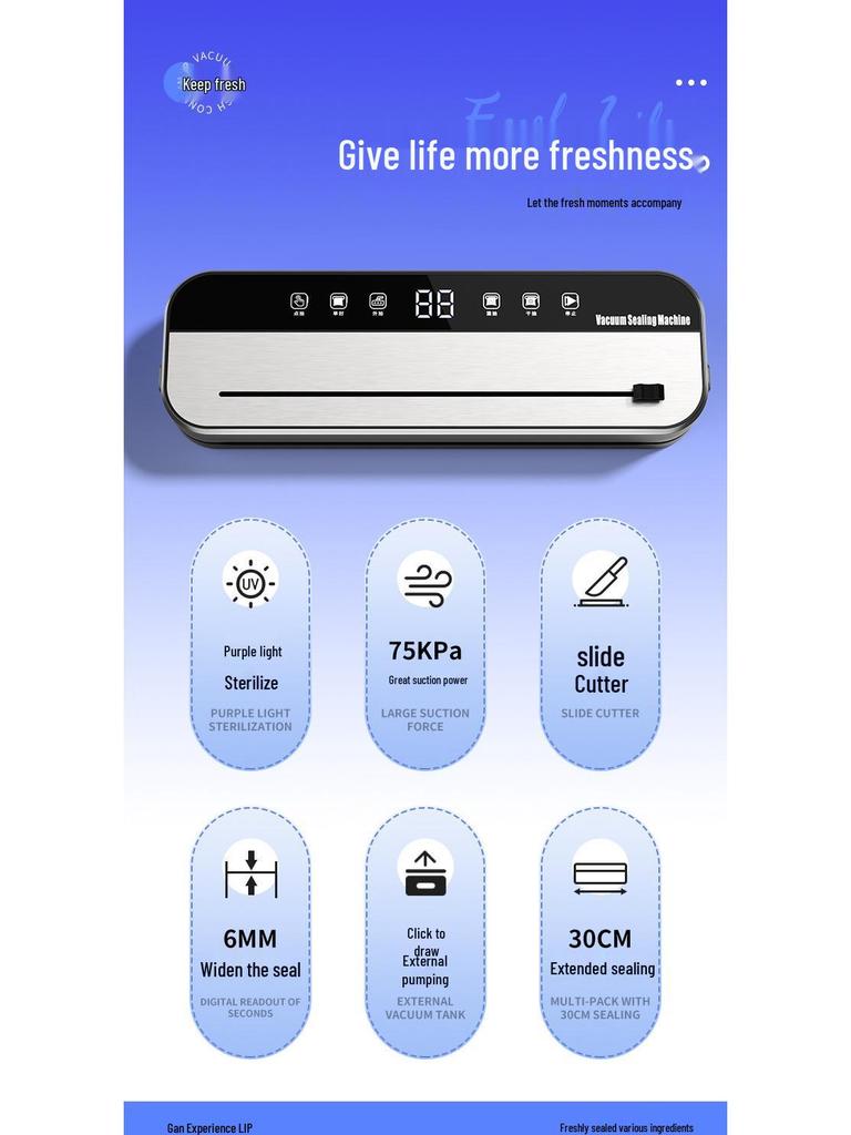 Cross-Border Stainless Steel Automatic Vacuum Sealer - Intelligent Fresh-Keeping Cutting Model