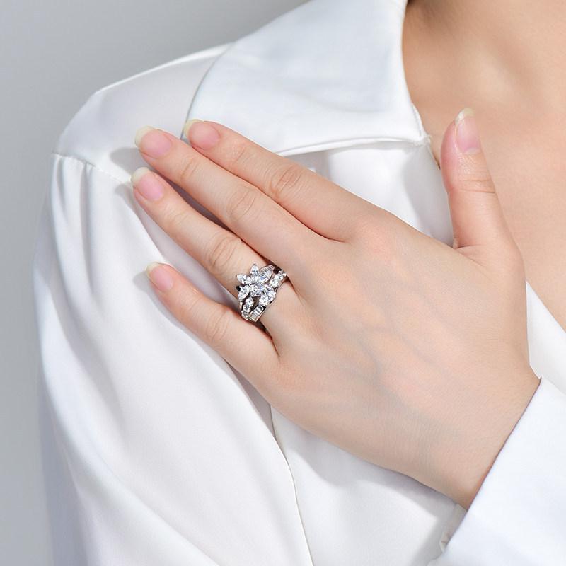 WUIHA Vintage 100% 925 Sterling Silver Lab Sapphire High Carbon Diamonds Gemstone Wedding Engagement Cocktail Ring Fine Jewelry