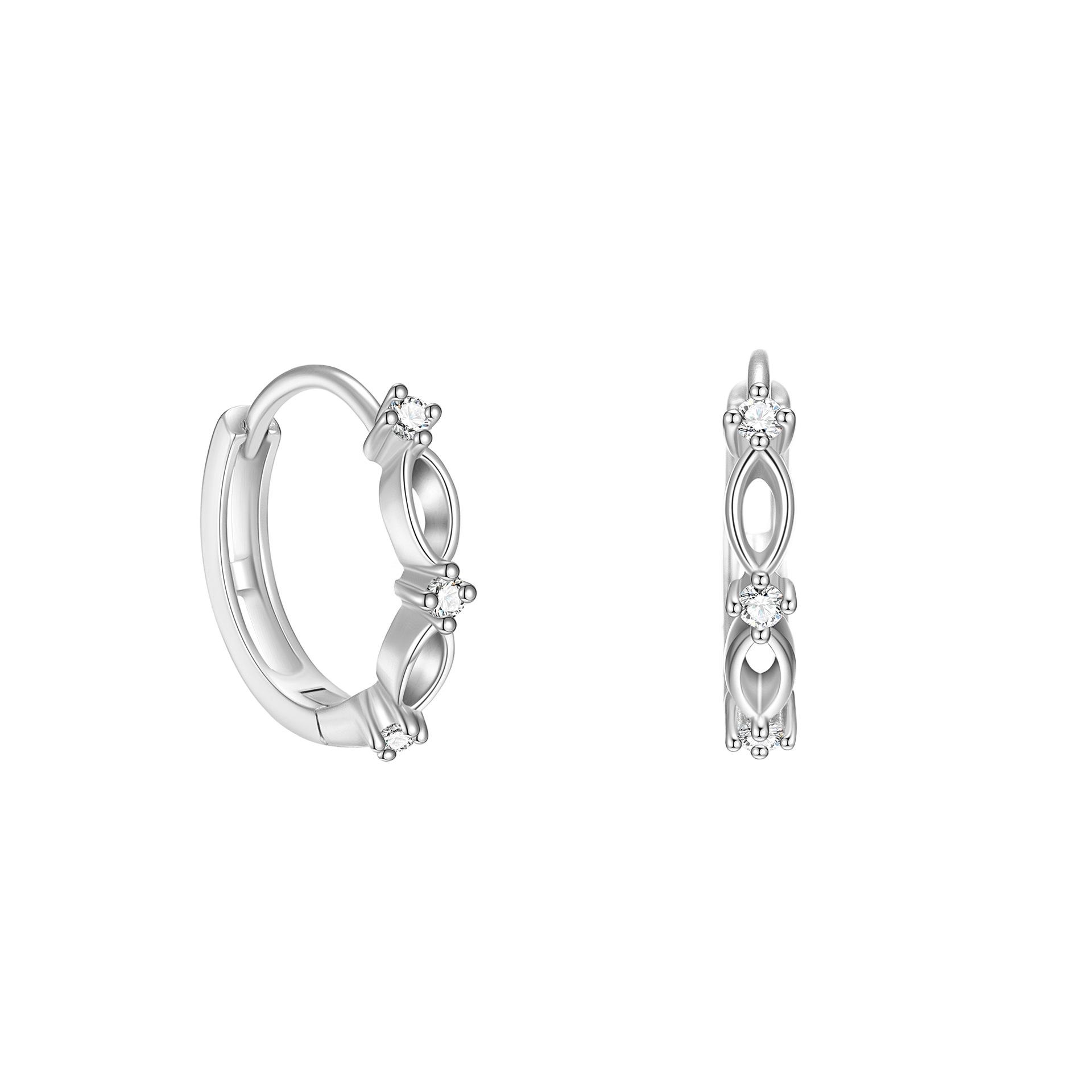 

Micro Inlaid Zircon Hollow Geometric Circles Earrings 925 Sterling Silver For Women Fine Jewelry серебряный