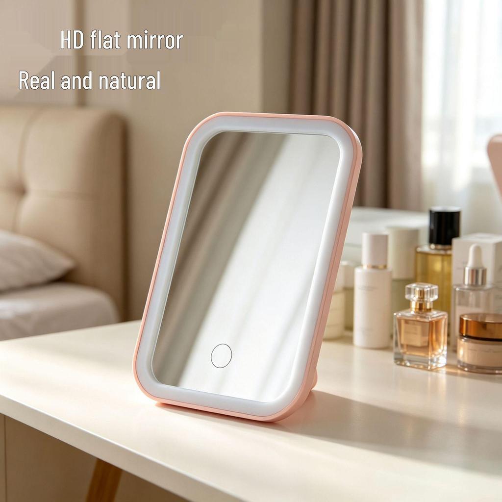 Three-Color LED Adjustable Folding Makeup Mirror for Desk or Dorm