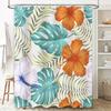 Modern Bathroom Shower Curtains with Bright Floral Design Waterproof Fabric for Bathtub Decoration in Blue Green Orange White Pu
