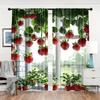 Strawberry Green Leaf Printed Curtains Are Suitable Bedrooms Living Rooms Home Decoration Christmas Curtain Made Of Polyester Washable Area Ready
