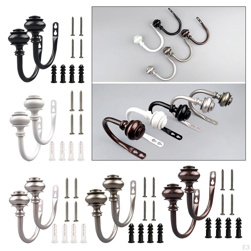 Buy 1Pair Curtain Rods Drapery Holdbacks Iron Holders Black at