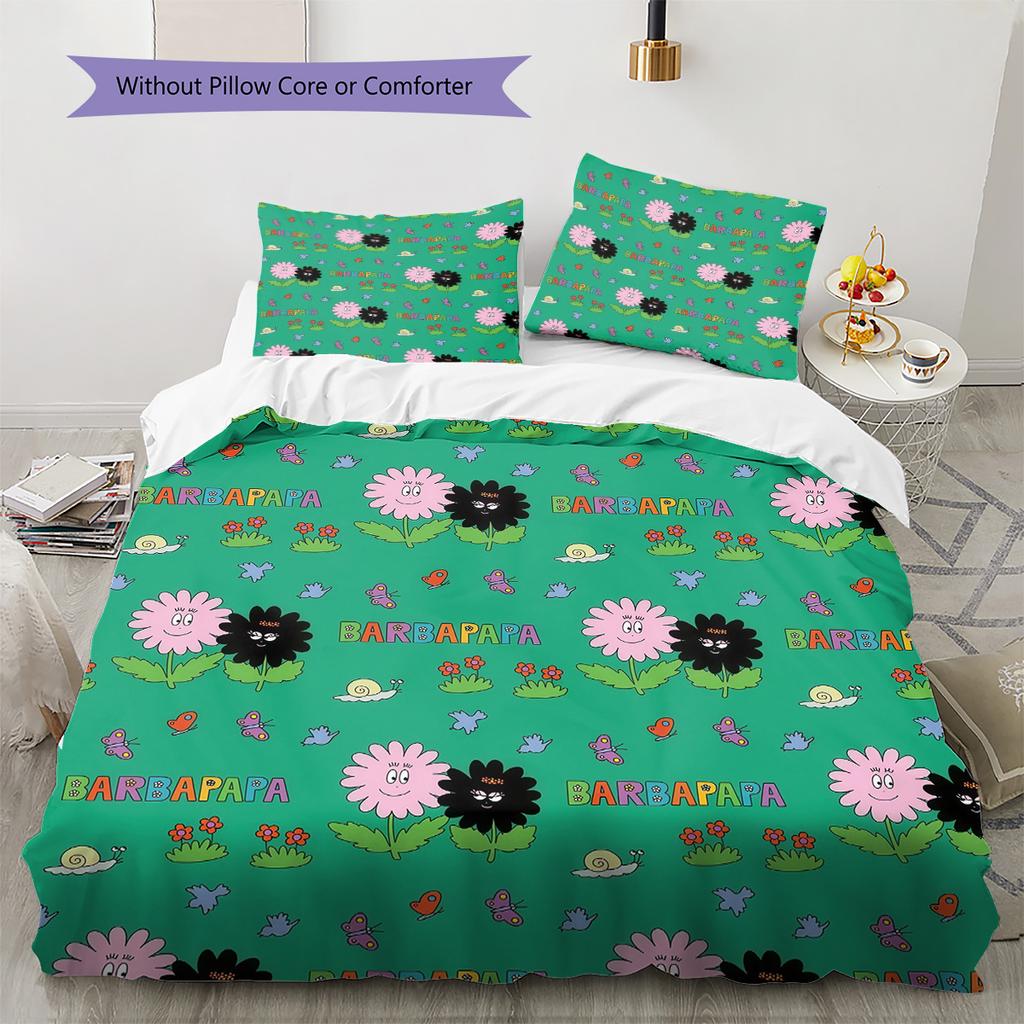 Barbapapa2 Pattern Bedding Quilt Set  Home Decoration  Gift (1 * duvet cover + 2 * pillowcase  without core)