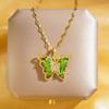 Women S Gold Plated Color Changing Butterfly Pendant Necklace Fashion Clavicle Chain