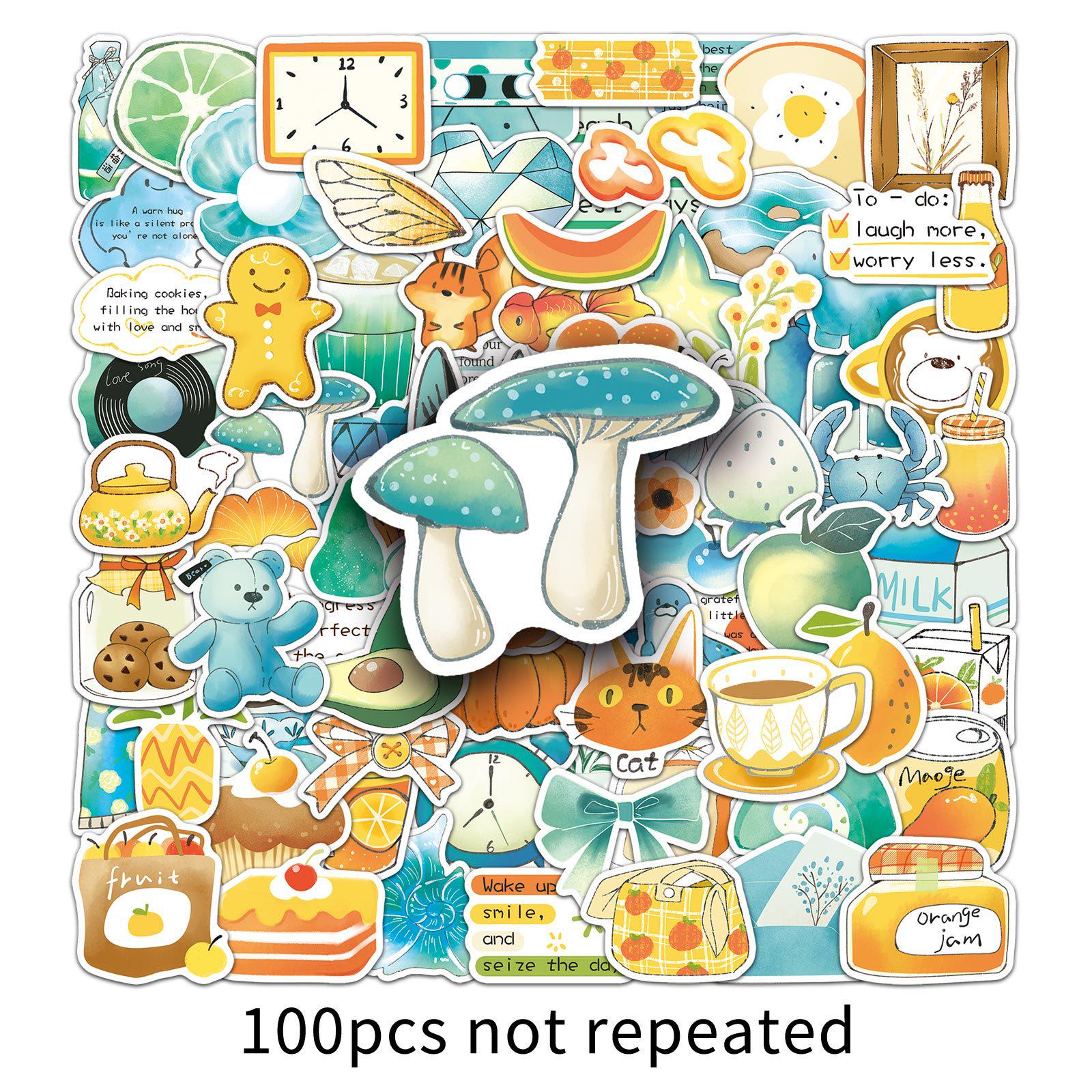 Salty Style Hand-Painted Graffiti Stickers: Fresh Cartoon Décor for Water Bottles, Phone Cases, and Journals (100 Sheets)
