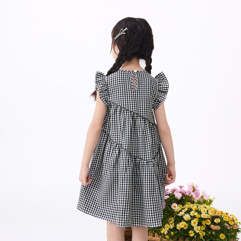 Girls' Sweet Plaid Fly Sleeve Summer Dress