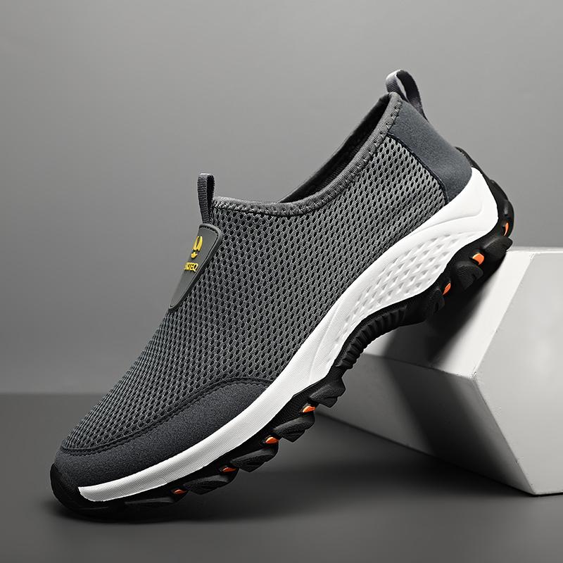 Fashion Gray Summer Mesh Men Shoes Lightweight Sneakers Men Fashion Casual Walking Shoes Breathable Mens Hiking Shoes 2025 Fashion Shoes
