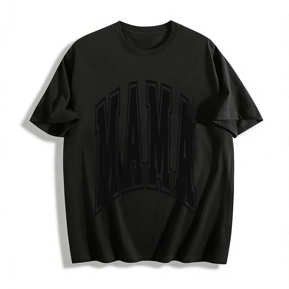 American College Style MAMA Letter Print Casual Loose Crew Neck T-Shirt Pure cotton T-shirt XXS