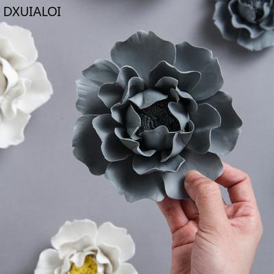 Handmade Ceramic Flowers Wall Decor Creative Living Room 3D Pendant Wall Decor with TV Background Home Decoration Accessories