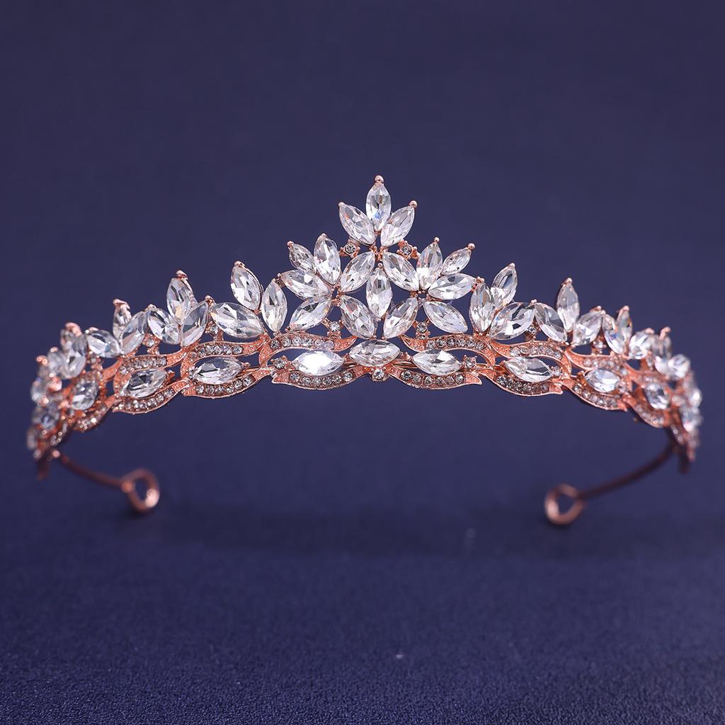European Style Bridal Simple Crown Tiara Multi Color Alloy Rhinestone Crown Hair Accessories Dress Dinner Hairstyle Accessories