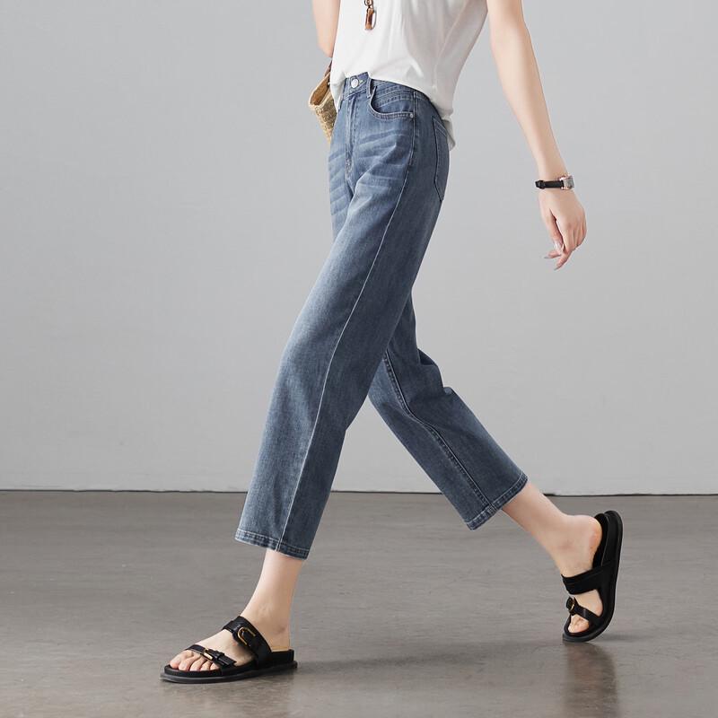 SOFSIL 2026 Summer Women's Loose Straight Cropped Denim Jeans