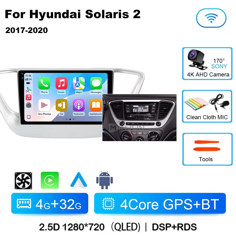 

Android 14 автомобильное радио для Hyundai Solaris 2 Verna Accent 2017 2018 2019 2020 мультимедийный стереоплеер навигация GPS головное устройство BT