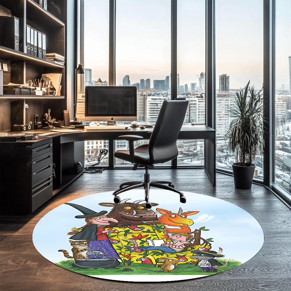 The Gruffalo Printed Round Rug Carpet Chair Rug Area Rug Entryway Doormats,for Office Chair Living Room Bedroom Kitchen Room.