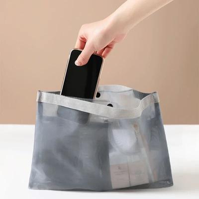 New Clear Visible Nylon Mesh Storage Bag Large Capacity Liner Bag Portable Makeup Pouch Cosmetic Bag Travel Toiletries