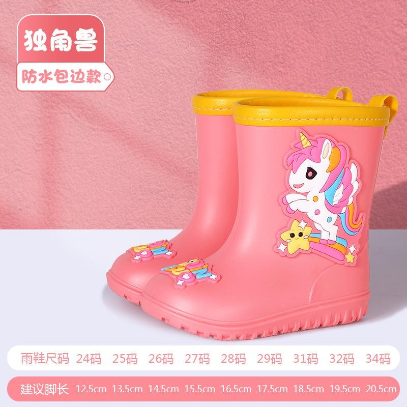 Children's rain boots boy toddler baby child water shoes waterproof and non-slip bundle mouth velvet outdoor lightweight cartoon rain boots