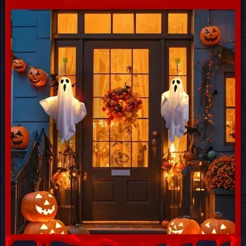 LED Glow Ghost Halloween Home Indoor Outdoor Decoration Party Supplies 2026 Haunted House Bar Hanging Horror Props with Lights