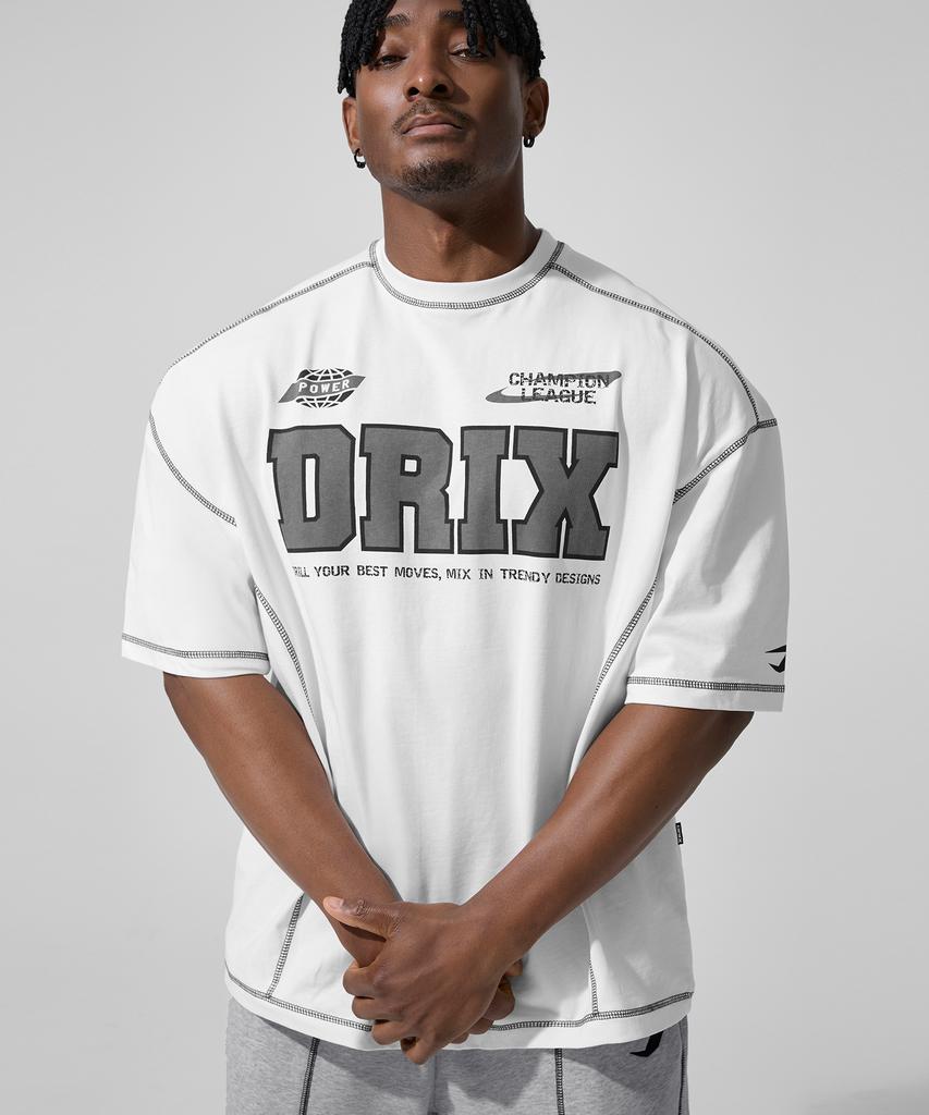 DRIX Overlock Steek Oversized Halve Mouw_Wit