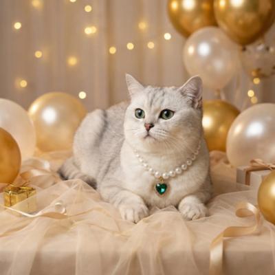 Adjustable Cat Collar with High Simulation Pearls Cute Exquisite Summer Necklace for Kittens Pet Supplies with Neck Decoration