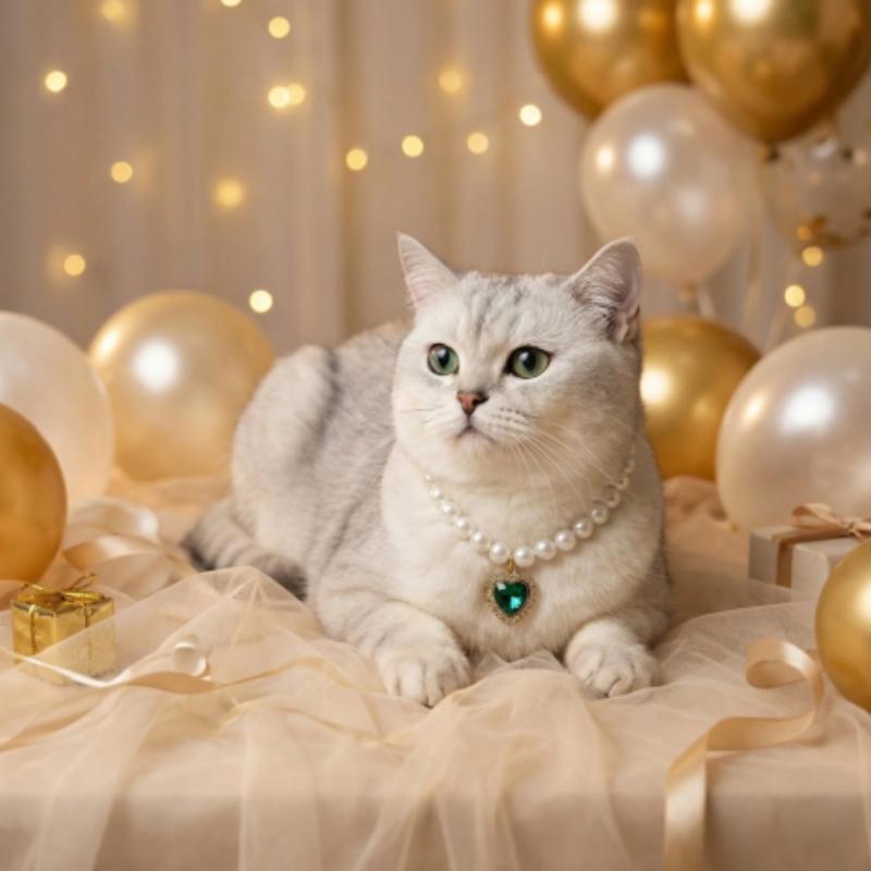 Adjustable Cat Collar with High Simulation Pearls Cute Exquisite Summer Necklace for Kittens Pet Supplies with Neck Decoration
