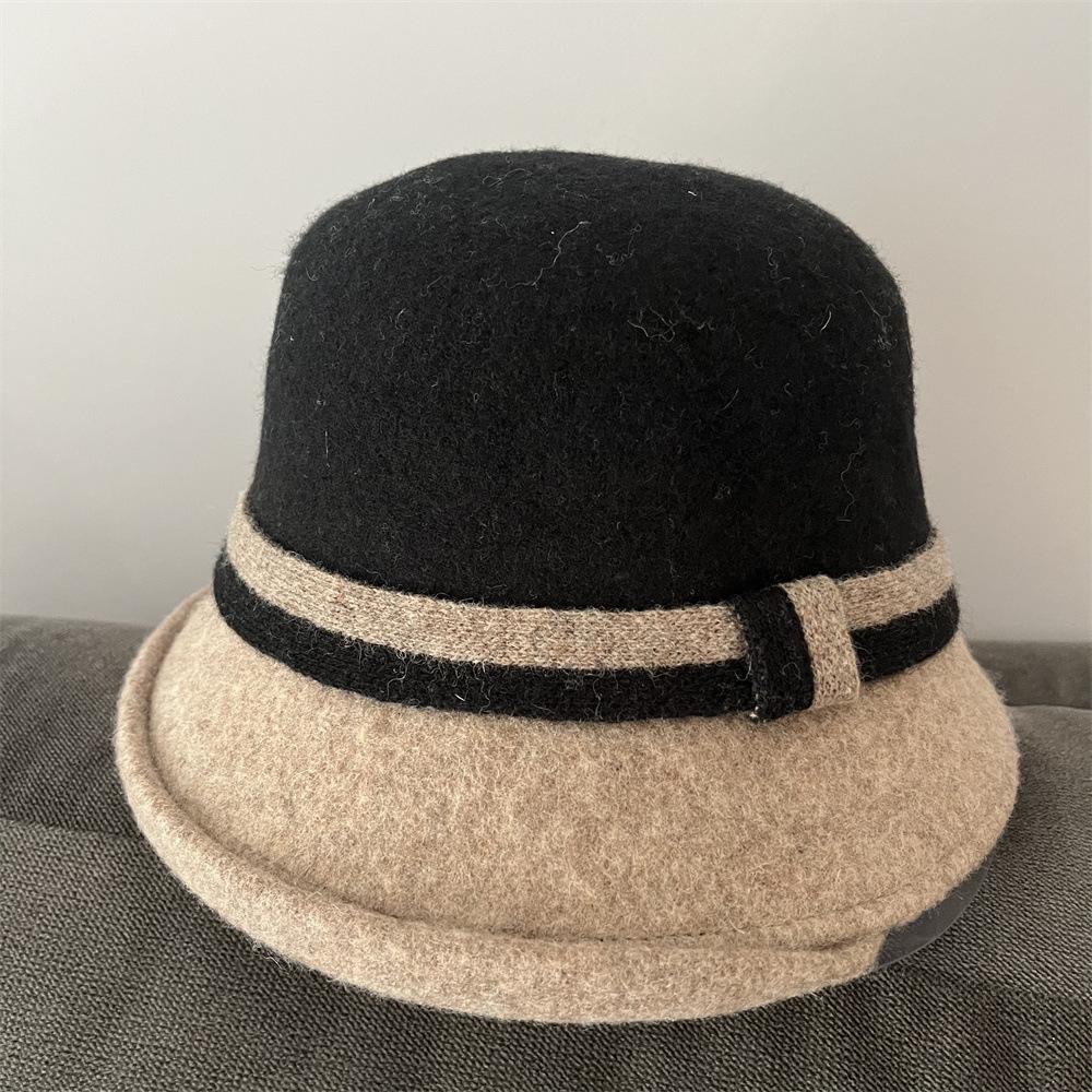 Wool hat women's autumn and winter elegant top hat small edge versatile face small high-end warm casual bucket hat