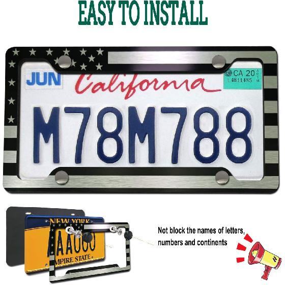 License Plate Frame - Patriotic Personalized Car Tag Holder Aluminum Plate Frame