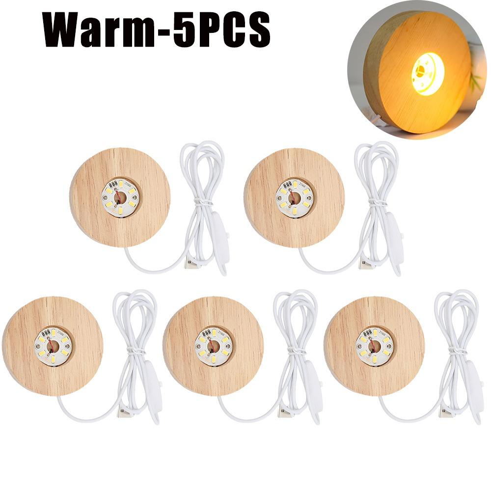 Wood Desktop Decorative Lights Light Base Night Light Wooden Led Usb Display Light Display Stand Lamp Holder Lamp Art Ornament