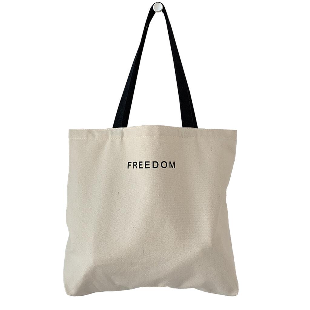 Letter Canvas Bag, Women's Shoulder, Japanese And Korean Style, Handbag, Large Capacity, Student Class Book Set