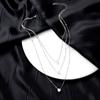 Ladies Elegant Three Layer Love Heart Crystal Pendant Necklace